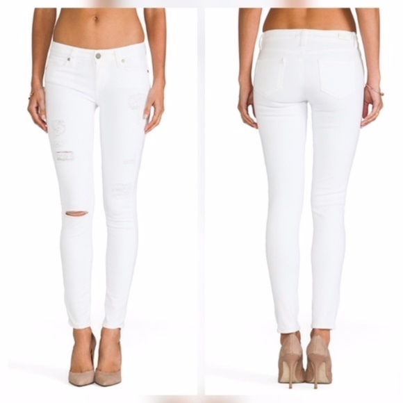 PAIGE White Verdugo Ultra Skinny Distressed Jeans